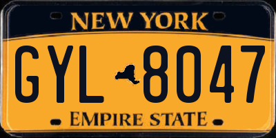 NY license plate GYL8047