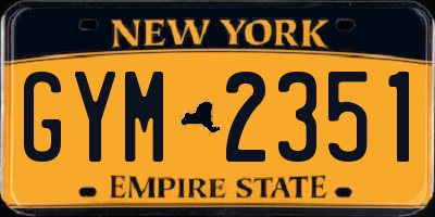 NY license plate GYM2351