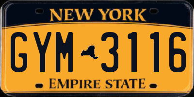 NY license plate GYM3116