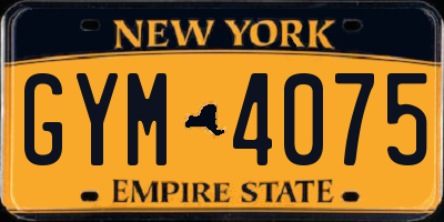 NY license plate GYM4075