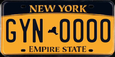 NY license plate GYN0000
