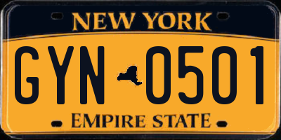NY license plate GYN0501