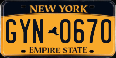 NY license plate GYN0670