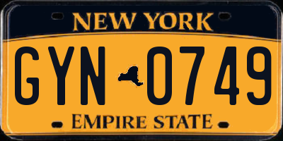 NY license plate GYN0749