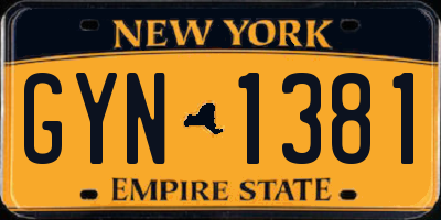 NY license plate GYN1381