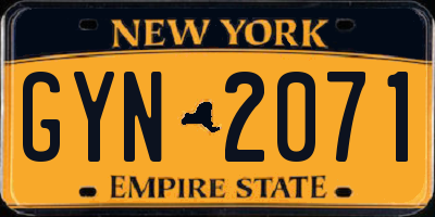 NY license plate GYN2071