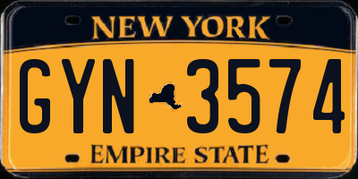 NY license plate GYN3574