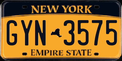 NY license plate GYN3575