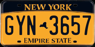 NY license plate GYN3657