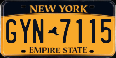 NY license plate GYN7115