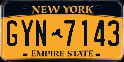 NY license plate GYN7143