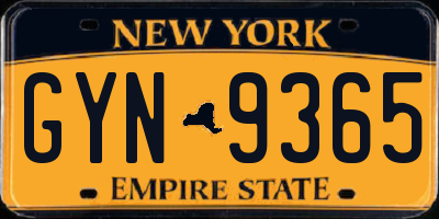 NY license plate GYN9365