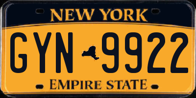 NY license plate GYN9922