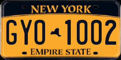 NY license plate GYO1002