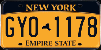 NY license plate GYO1178