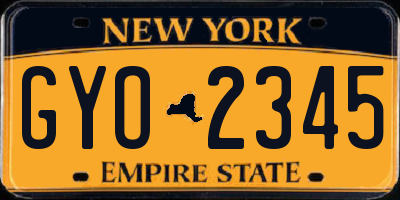 NY license plate GYO2345