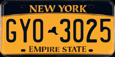 NY license plate GYO3025