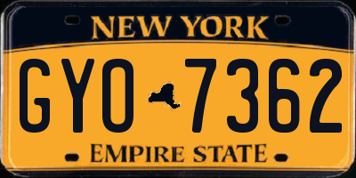 NY license plate GYO7362
