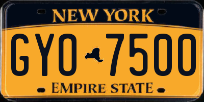 NY license plate GYO7500