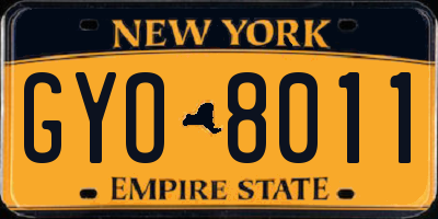 NY license plate GYO8011