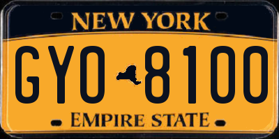 NY license plate GYO8100