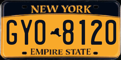 NY license plate GYO8120
