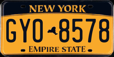 NY license plate GYO8578
