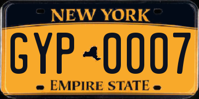 NY license plate GYP0007