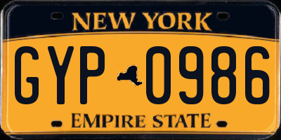 NY license plate GYP0986