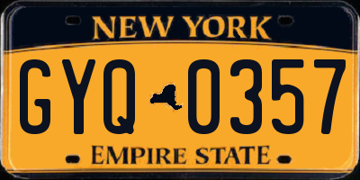 NY license plate GYQ0357