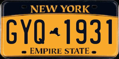 NY license plate GYQ1931