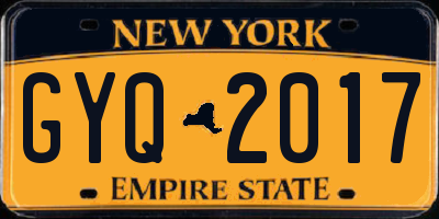 NY license plate GYQ2017