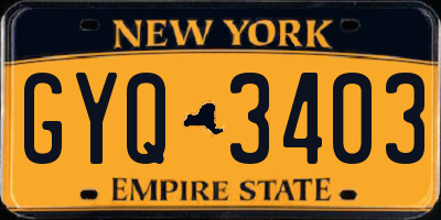 NY license plate GYQ3403