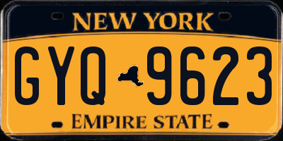 NY license plate GYQ9623
