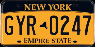 NY license plate GYR0247