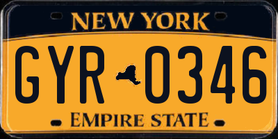 NY license plate GYR0346