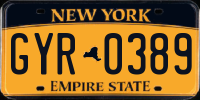 NY license plate GYR0389