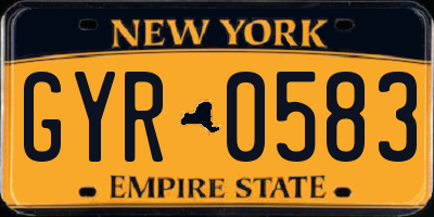 NY license plate GYR0583