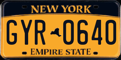NY license plate GYR0640