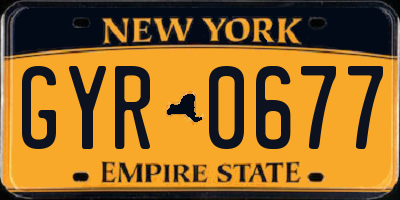 NY license plate GYR0677