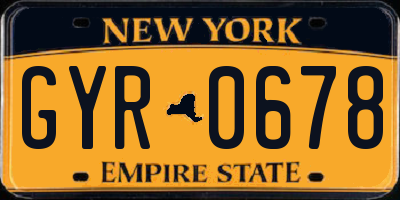 NY license plate GYR0678