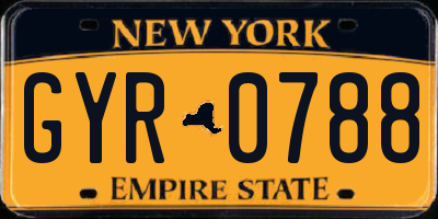 NY license plate GYR0788