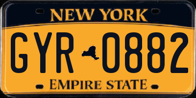 NY license plate GYR0882