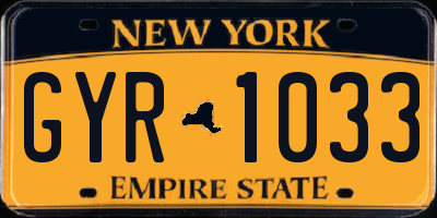 NY license plate GYR1033