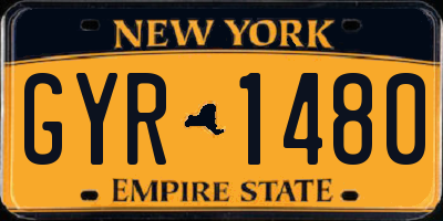 NY license plate GYR1480