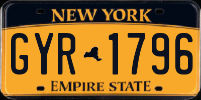 NY license plate GYR1796