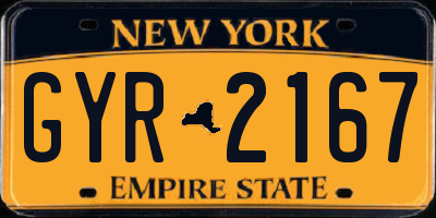 NY license plate GYR2167