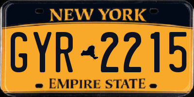 NY license plate GYR2215