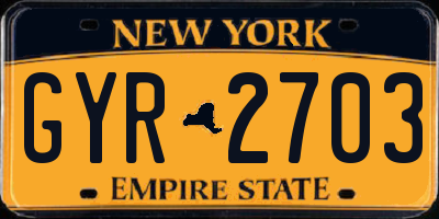 NY license plate GYR2703