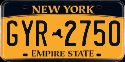 NY license plate GYR2750